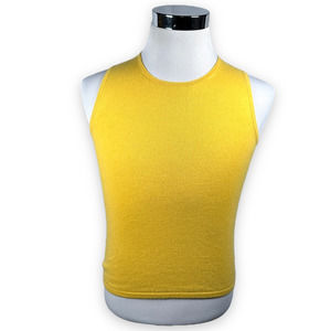 Lord & Taylor Womens Knit Tank Top Yellow Sleeveless High Neck Cashmere S